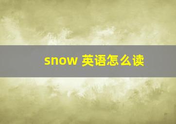 snow 英语怎么读